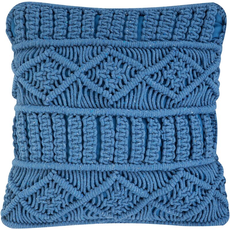 Scatter Cushion Blue Cotton Macrame Pattern Crochet Karatas