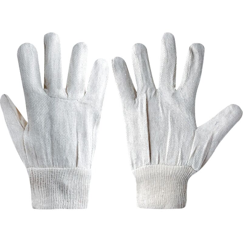 Tuffsafe White Knitted Wrists Cotton Drill Gloves 6OZ- you get 5