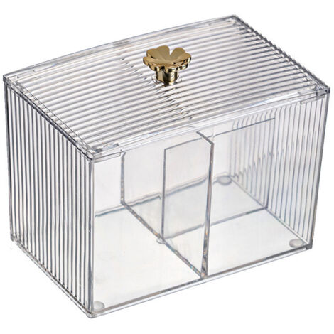 Cotton Pad Storage Box Swab Container Holder Transparent with Lid Grid for Cosmetics Desktop Decoration