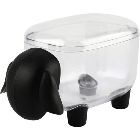 Cotton Pads Holder, Makeup Organizer Case Sheep Shape Cotton Bud Swab Holder and Multipurpose Cylinder Storage Box with Plastic Lids (Black)