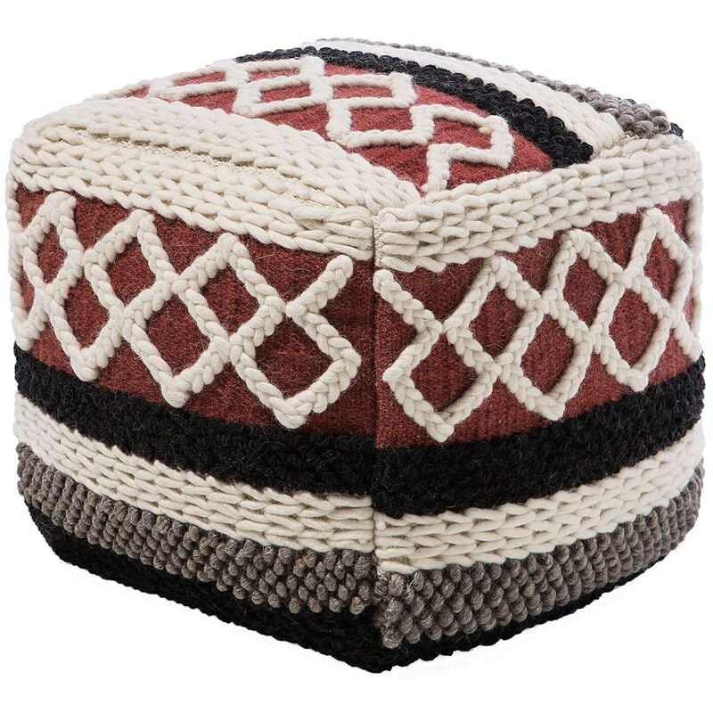 Retro Multicolour Pouffe Pouf Wool Cotton Bean Filling Living Room Cottage Sagar