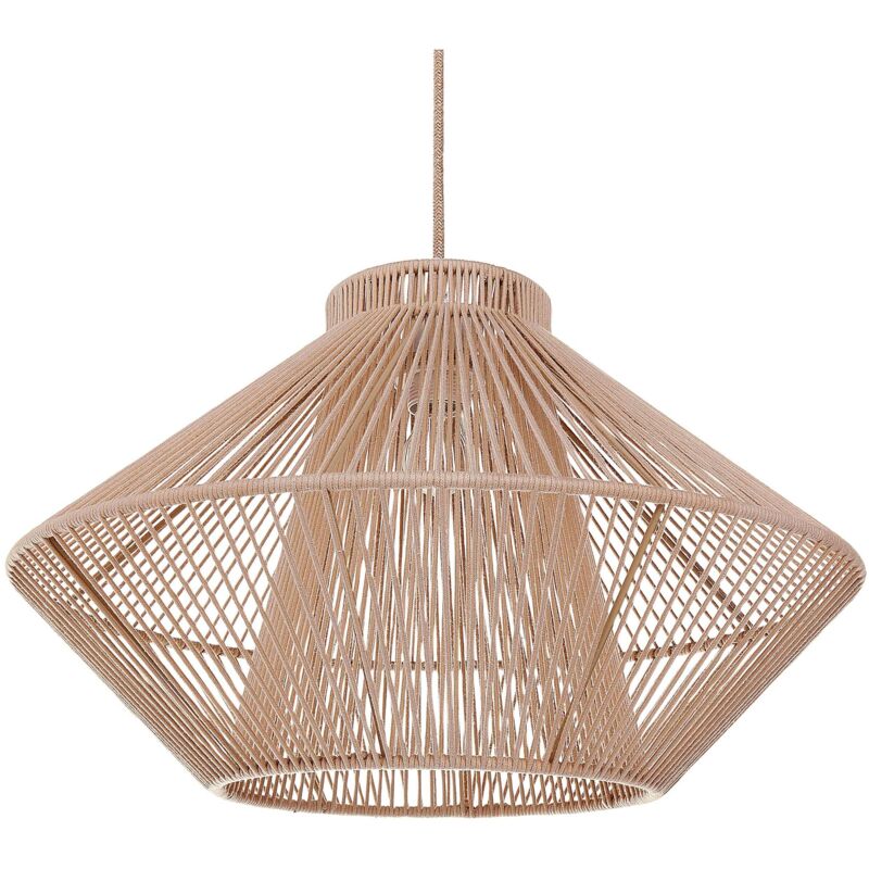 Cotton Rope Pendant Lamp Light Cage Shade Handmade Natural Japandi Style Beige Palmetto
