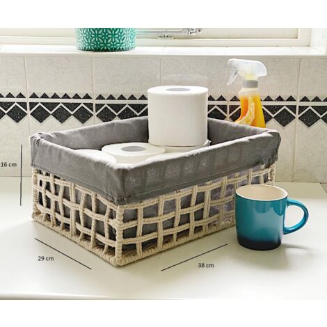 Cotton Rope Storage Basket Large 38 x 29 x 16 cm,Beige