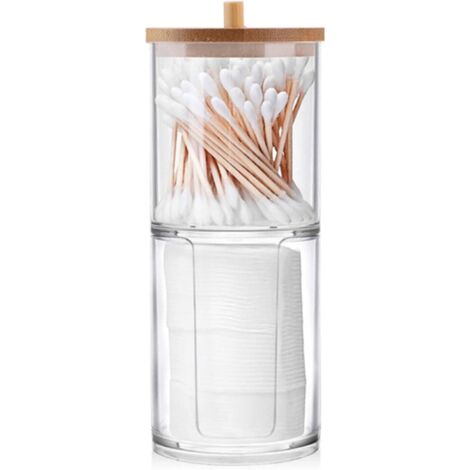 Cotton Swab Dispenser, Transparent Cotton Swab Holder, Cotton Swab Box, Cotton Swab Dispenser for Bathroom Makeup