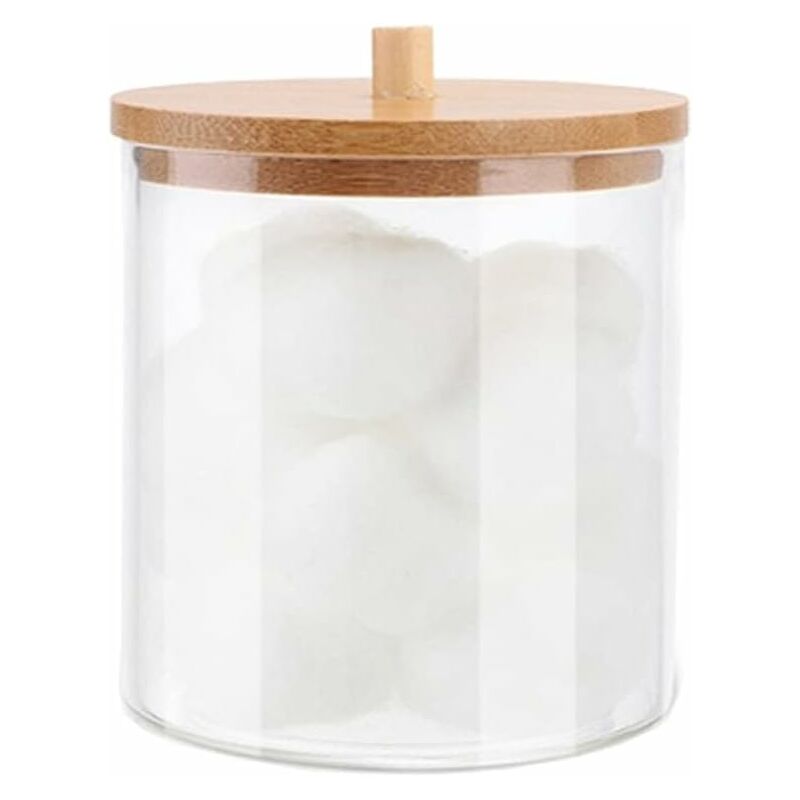 GDRHVFD Cotton Swab Holder, Cotton Dispenser, Cotton Box, Storage Box, With Wooden Lid, Humidity, For Living Room, Bedroom, Bathroom(10.7×12Cm)