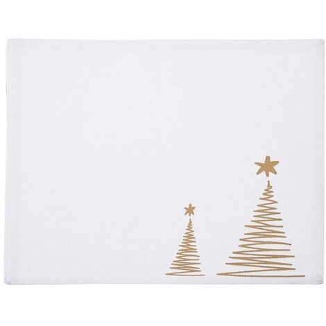 Cotton table mat christmas white christmas tree 335x26 cm