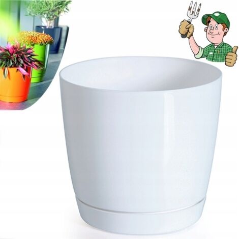 COUBI DUOP120 Blumentopf mit Untersetzer  Weiß