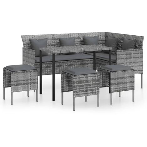 Couch Sofa Set  Grey  PE Rattan  Large  Modular  Couch Sofa Set vidaXL