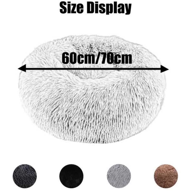 Fuienko - Tapis coussin et matelas pour chien et chat Couchage Panier Chien Chat Corbeille Coussin Rond Hiver Chaud en Peluche Lit Animal Gris Clair