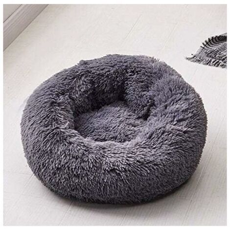 Couchage Panier Rond pour Chien Chat, Corbeille en Peluche Coussin Matelas Epais Hiver Lit Rond pour Animal Domestique (XS/40cm, Gris Foncé)