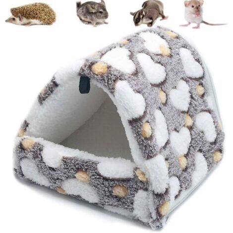 Couchage Rongeur Peluche Petite Maison Hamster Hamac Jouet Lit Cabane pour Cochon d'Inde Lapin Chinchilla Furet, Marron