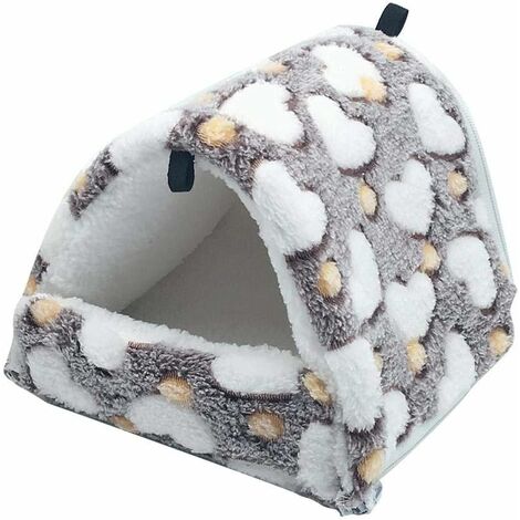 Couchage Rongeur Peluche Petite Maison Hamster Hamac Jouet Lit Cabane pour Cochon d'Inde Lapin Chinchilla Furet, Marron L LITZEE