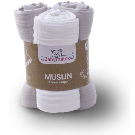 Couche 70x80 MOUSSELINE, 3 pcs couleur 42 gris