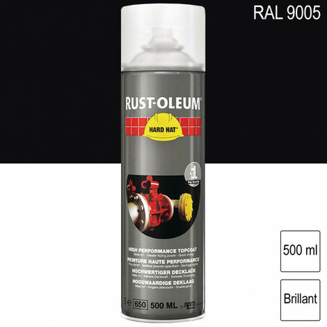 Couche de finition Hard Hat Ral-couleurs noir foncé RAL 9005 500ml - RUST-OLEUM - 2179