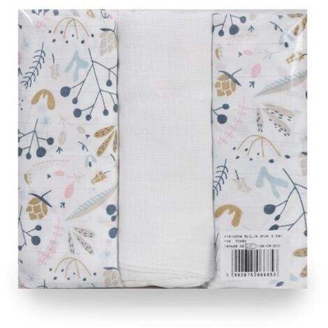 Couche MOUSSELINE, pack de 3 imprimés, taille. 70x80