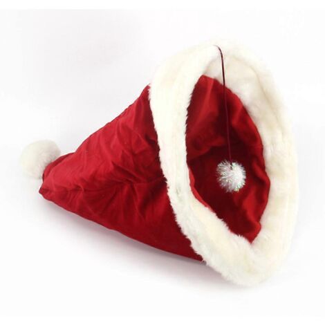 Couche pour chat avec bonnet du Père Noël, lit chaud pour chaton, maison en forme de grotte avec coussin amovible, panier douillet pour chien et chat.