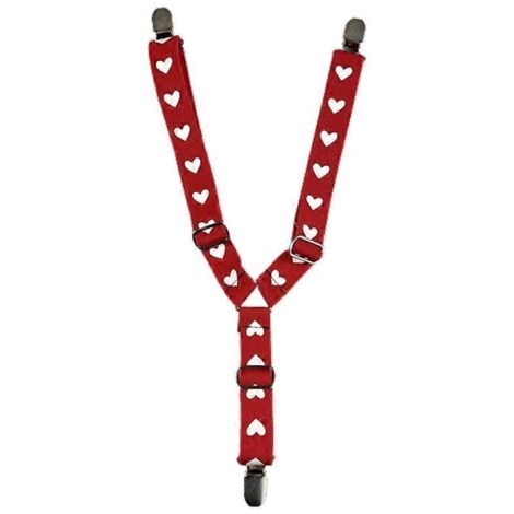 Couche pour chien anti-dérapante avec bretelles ajustables, bande élastique ventrale, accessoires pour animaux - Fond rouge, motif cœurs blancs.