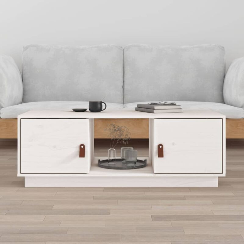 Couchtisch Weiß 100x50x35 Cm Massivholz Kiefer - Vidaxl