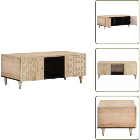 Couchtisch 100x54x40 cm Massivholz Mango - Couchtisch - Wohnzimmölmöbeln - Mangoholz - Handgeschnitzt - Sideboard