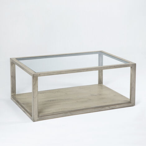 Couchtisch 110X70X45 Glas/Holz Grauschleier