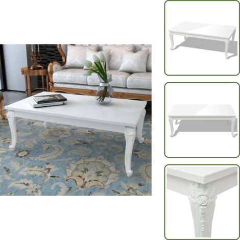 Couchtisch 115×65×42 cm Hochglanz Weiß - Couchtisch - Wohnzimmertisch - Tisch Weiß - Hochglanztisch - MDF Tisch