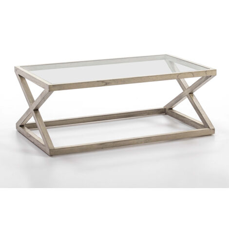 Couchtisch 120X70X45 Glas/Holz Grauschleier