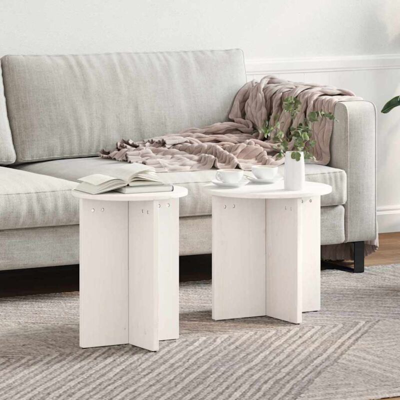 Vidaxl - Couchtisch 2 Pcs Weiß 41, 5 X 41, 5 X 41 Cm Massivholz Kiefer