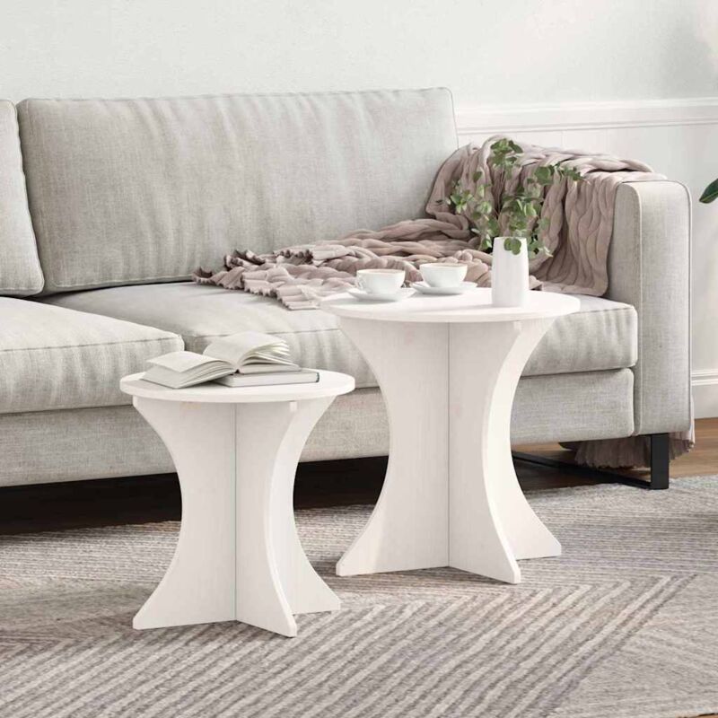 Couchtisch 2 Pcs Weiß 46 X 46 X 47 Cm Massivholz Kiefer Vidaxl