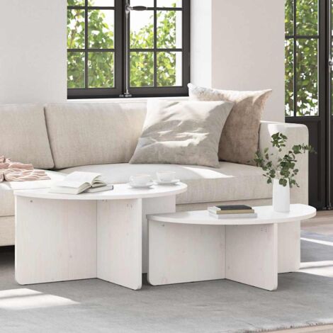 Couchtisch 2 pcs Weiß 79 x 39,5 x 40 cm Massivholz Kiefer vidaXL