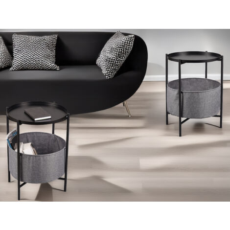 Couchtisch 2er Set aus Metall mit Stoff Korb Höhe 61cm