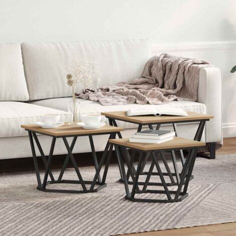 Couchtisch 3 pcs Eiche handwerklich 50 x 50 x 40 cm vidaXL
