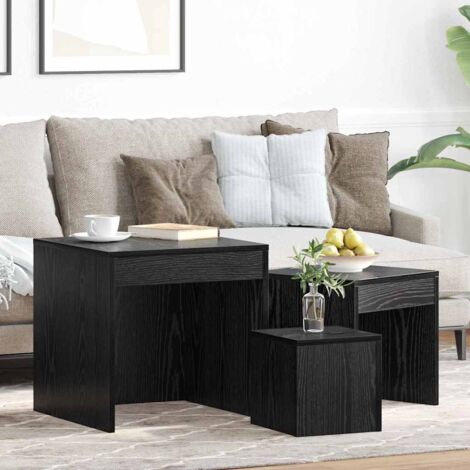 Couchtisch 3 pcs Schwarz Eichen-Optik Holzwerkstoff vidaXL