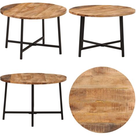 Couchtisch 54x54x35 cm Massivholz Mango und Eisen - Massivholz Couchtisch - Mango Holz Couchtisch