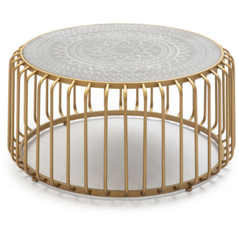 Couchtisch 77X77X39 Metall Gold/Dm Grau