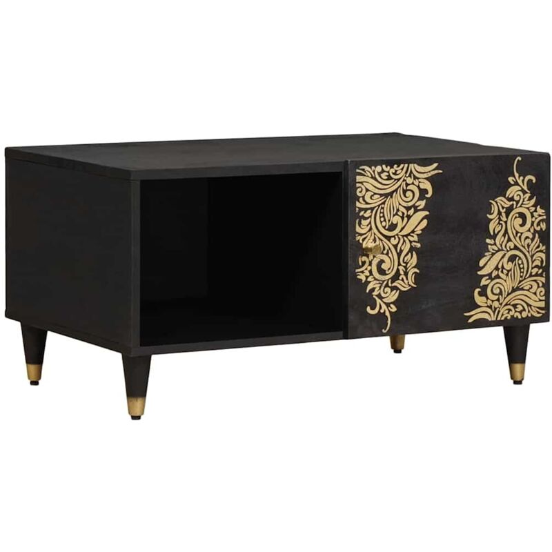 Couchtisch Schwarz 80 X 50 X 40 Cm Massivholz Mango Vidaxl