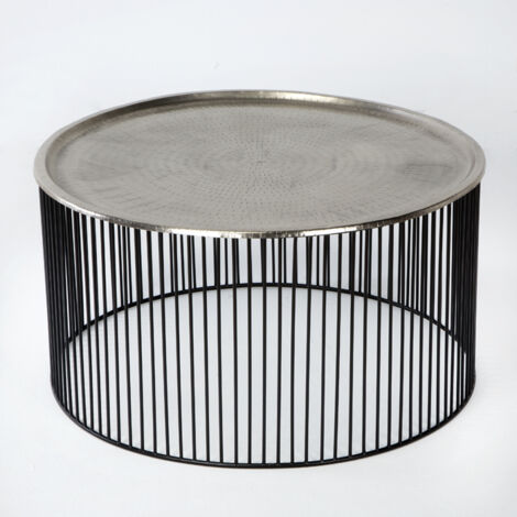 Couchtisch 80X80X42 Eisen Schwarz/Silber