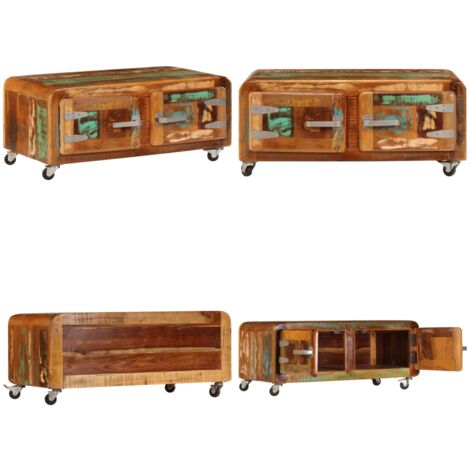 Couchtisch 85x55x40 cm Altholz Massiv - Altholzmöbel - Vintage Couchtisch - Industrieller Stil - Holzkohle Tisch - Wohnzimmerstil - Home & Living