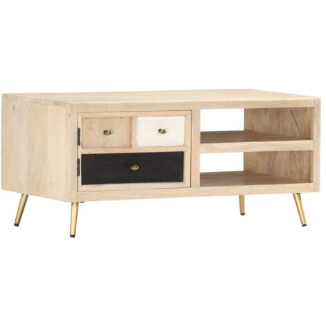 Couchtisch 90x45x40 cm aus massivem Mango-Holz