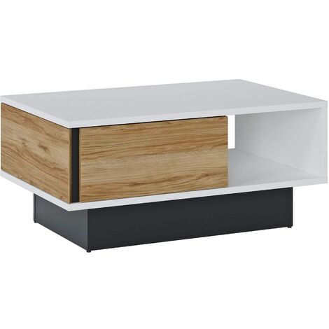 Couchtisch alpinweiß - Catania Eiche 100 x 64 cm - NOVENA - Die Möbelfundgrube