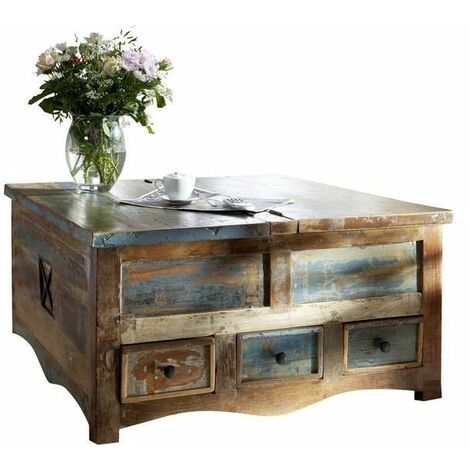 Couchtisch Altholz 100x100x50 mehrfarbig lackiert NATURE OF SPIRIT 62 - mehrfarbig