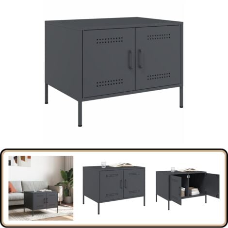 Couchtisch Anthrazit 68x50x50,5 cm Stahl - Industriel Stil - Couchtisch - Beistelltisch - Wohnzimmerstil - Metall Tisch