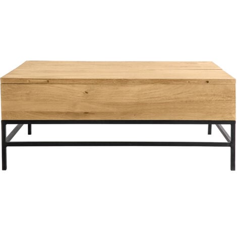 Couchtisch aufklappbar Industrie-Stil Mangoholz und Metall L110 cm YPSTER