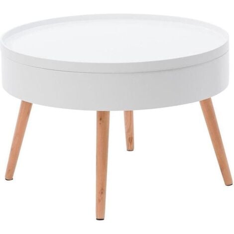 Couchtisch aus Holz mit Aufbewahrung - 60x60x40 - weiß