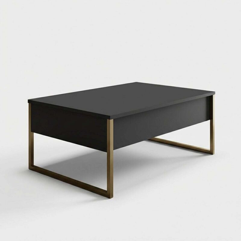 Cotecosy Couchtisch Aus Melamin Mit Metallbeinen Luxe Anthrazit - Gold