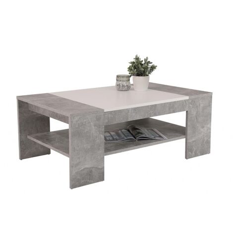 Couchtisch Beistelltisch Wohnzimmertisch OLIVER Beton grau Nb. / weiß