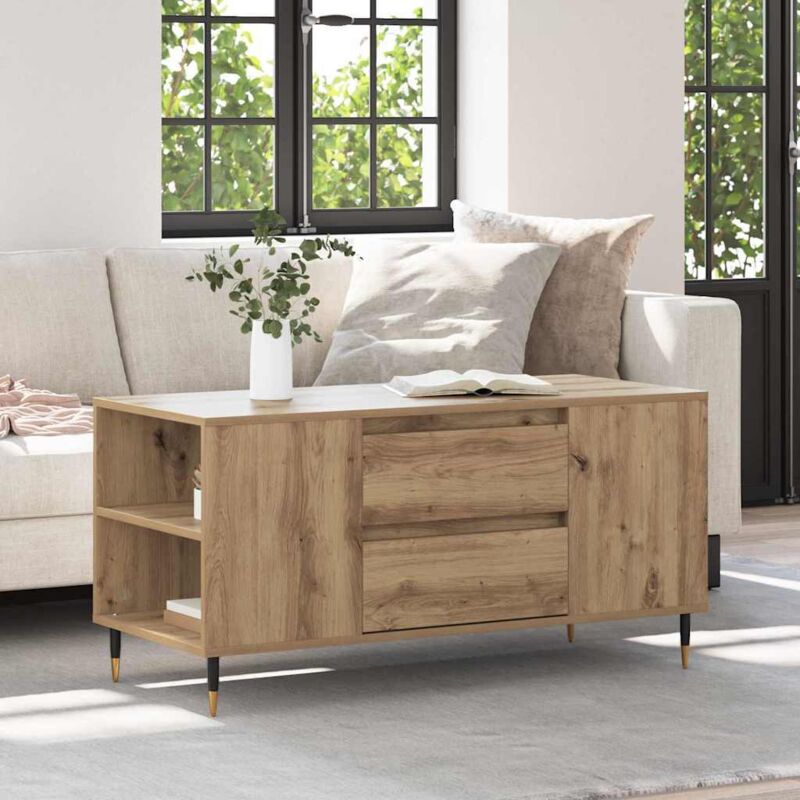Couchtisch Artisan-eiche 102 X 44, 5 X 50 Cm Holzwerkstoff Vidaxl