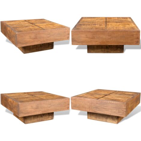 Couchtisch Braun Quadratisch Massivholz Mango - Couchtisch - Holzmöbel - Mangoholz - Wohnzimmerschmuck - Vintage Stil - Home & Living
