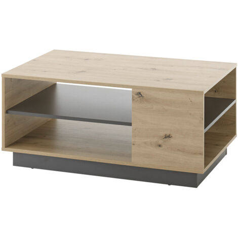 Couchtisch CARDIFF-61 in Eiche Artisan Nb. mit Absetzungen in Graphit grau, B/H/T: ca. 100/46/60 cm