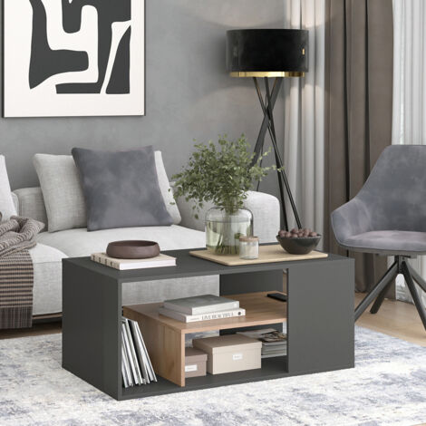 Couchtisch Edgar, Anthrazit/Goldkraft Eiche, 110 x 59 cm, Vicco