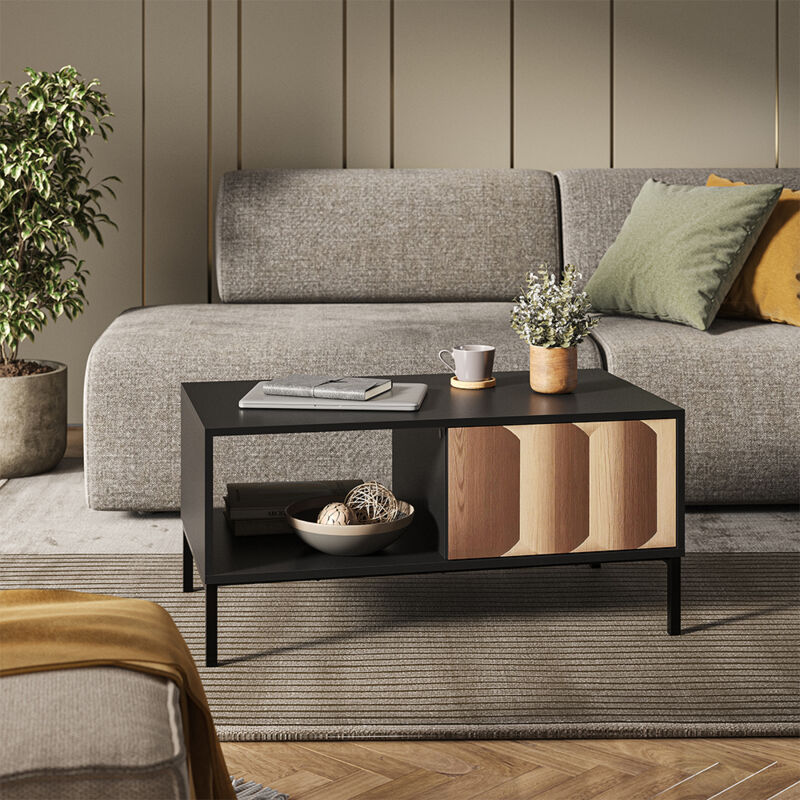 Vicco - Couchtisch Eliza, Schwarz/eiche, 90 X 50 Cm Mit Schublade